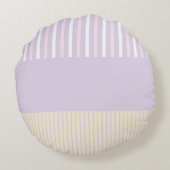 Kleurenstrepen - Pastel Roze, Geel en Paars Rond Kussen (Achterkant)