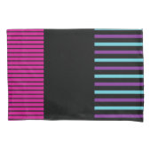 Kleurenstrepen - Roze, Paars, blauw en zwart Kussensloop (Voorkant-Links)