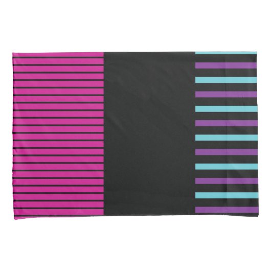 Kleurenstrepen - Roze, Paars, blauw en zwart Kussensloop (Voorkant-Rechts)