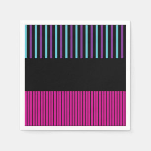 Kleurenstrepen - Roze, Paars, blauw en zwart Servet