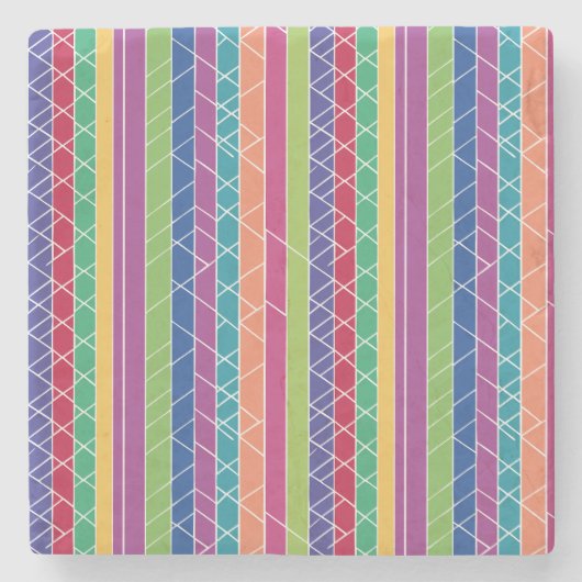 Kleurenstrepen Stenen Onderzetter (Voorkant)