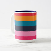 Kleurenstrepen Tweekleurige Koffiemok (Voorkant links)