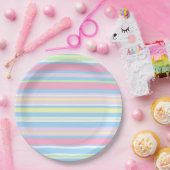 Kleurenstrepen voor pasta's papieren bordje (Feest)