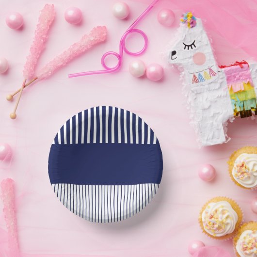 Kleurenstrepen voor Pop - blauw en wit Papieren Kommen (Feest)