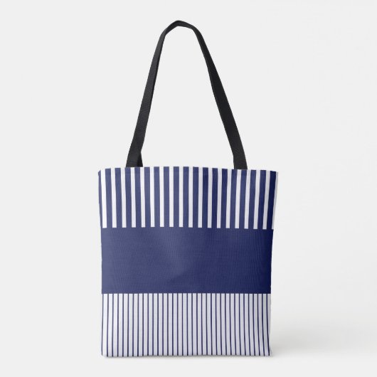 Kleurenstrepen voor Pop - blauw en wit Tote Bag (Achterkant)