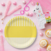Kleurenstrepen voor Pop - Lemon Geel en wit Papieren Bordje (Feest)