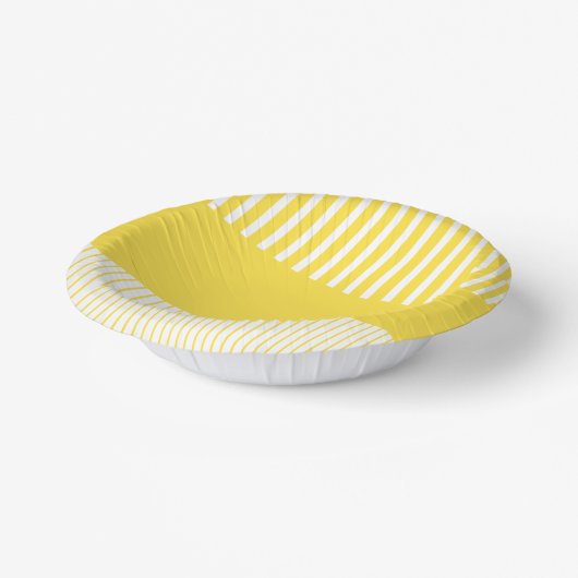 Kleurenstrepen voor Pop - Lemon Geel en wit Papieren Kommen (Gebogen)