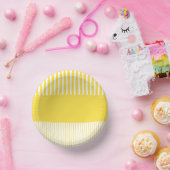 Kleurenstrepen voor Pop - Lemon Geel en wit Papieren Kommen (Feest)