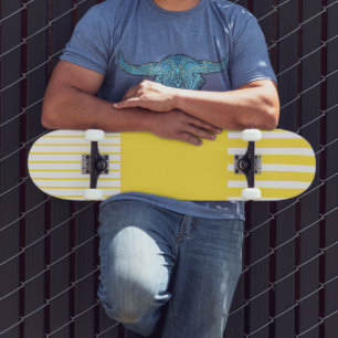 Kleurenstrepen voor Pop - Lemon Geel en wit Persoonlijk Skateboard