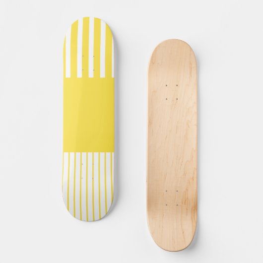 Kleurenstrepen voor Pop - Lemon Geel en wit Persoonlijk Skateboard (Voorkant)