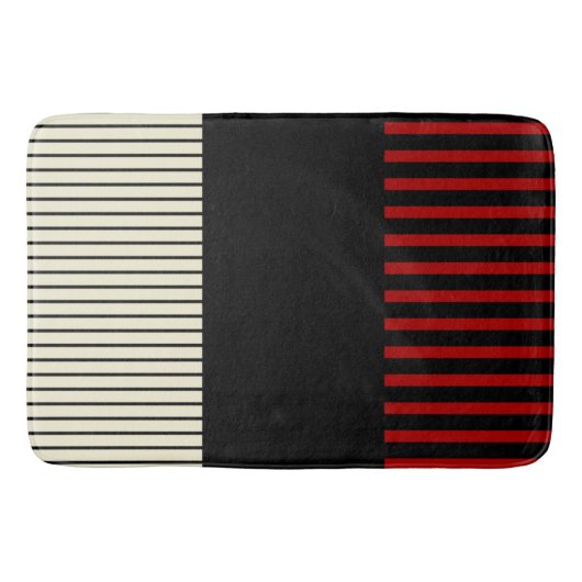 Kleurenstrepen voor Pop - Rood en crème Badmat (Voorkant)