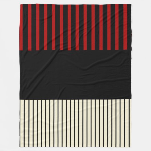 Kleurenstrepen voor Pop - Rood en crème Fleece Deken (Voorkant)