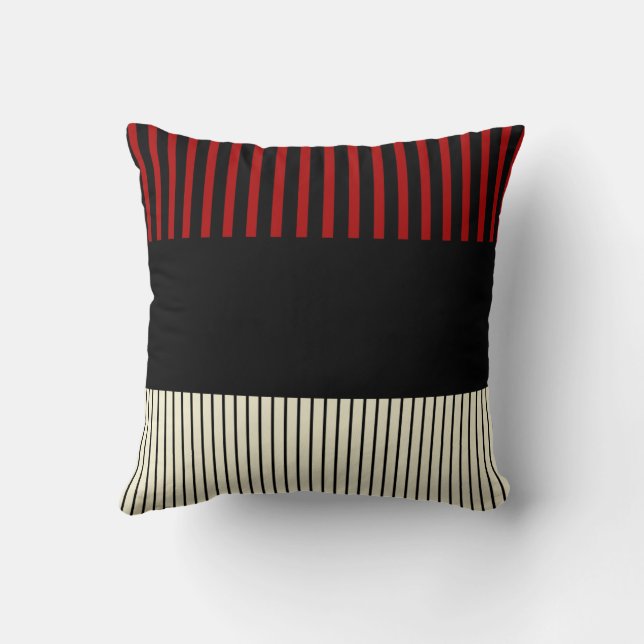 Kleurenstrepen voor Pop - Rood en crème Kussen (Achterkant)