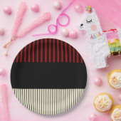 Kleurenstrepen voor Pop - Rood en crème Papieren Bordje (Feest)