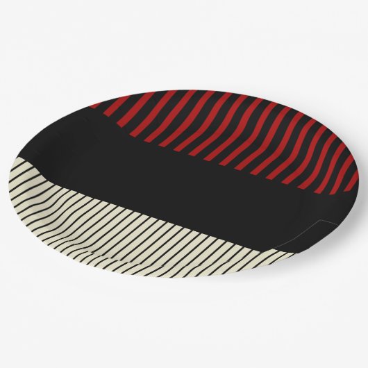 Kleurenstrepen voor Pop - Rood en crème Papieren Bordje (Gekanteld)