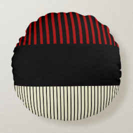 Kleurenstrepen voor Pop - Rood en crème Rond Kussen