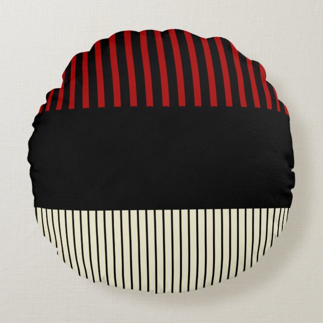 Kleurenstrepen voor Pop - Rood en crème Rond Kussen (Voorkant)