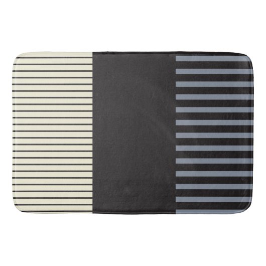 Kleurenstrepen voor Pop - zwart, grijs en crème Badmat (Voorkant)