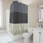 Kleurenstrepen voor Pop - zwart, grijs en crème Douchegordijn (In situ)