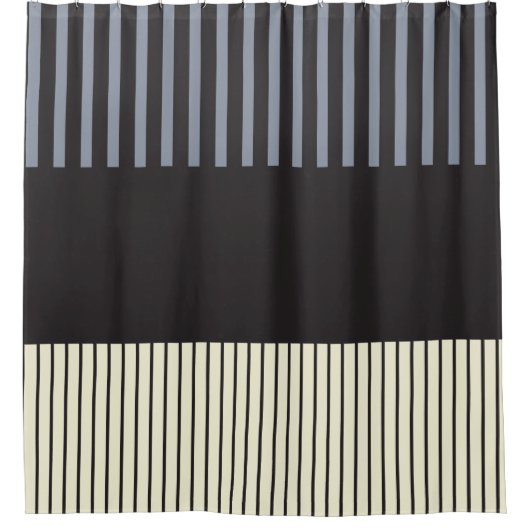 Kleurenstrepen voor Pop - zwart, grijs en crème Douchegordijn (Voorkant)