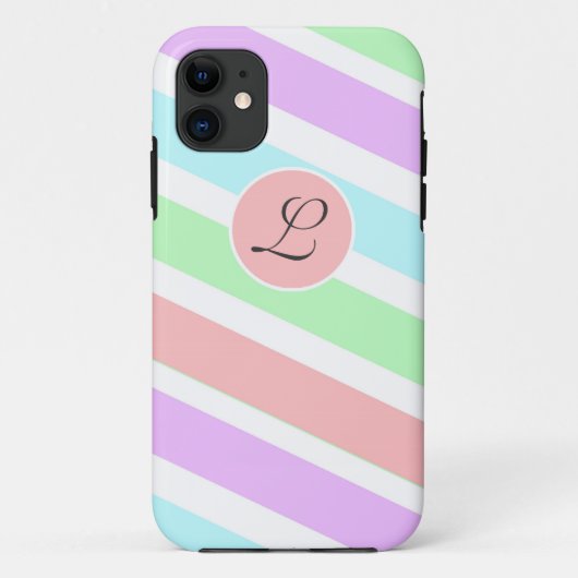 Kleurenstrips voor meisjes, monogram. Case-Mate iPhone case (Achterkant)