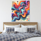 Kleurenstroom Abstracte kunst gewikkeld canvas (Insitu (Slaapkamer))