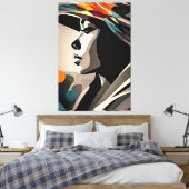 Kleurensymfonie op Abstract gezicht Canvas Afdruk (Insitu (Slaapkamer))