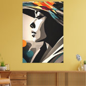 Kleurensymfonie op Abstract gezicht Canvas Afdruk (Insitu (Woonkamer))