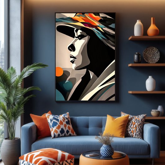 Kleurensymfonie op Abstract gezicht Canvas Afdruk