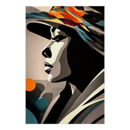 Kleurensymfonie op Abstract gezicht Perfect Poster