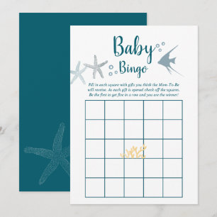 Kleurentendens Onder de Zee Baby Shower Bingo Kaart