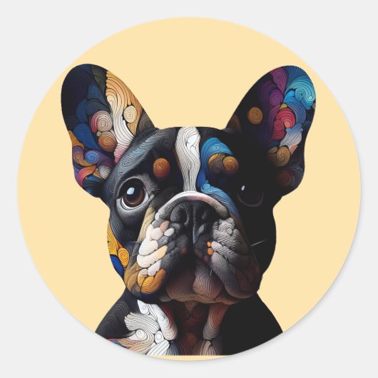 Kleurentheorie Frenchie Ronde Sticker (Voorkant)