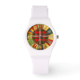 KLEURENTIJD MET RODE GROENSCOTTISH TARTAN HORLOGE