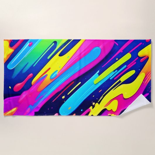 Kleurenuitbarsting: Abstracte stroom Strandlaken (Voorkant)