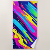 Kleurenuitbarsting: Abstracte stroom Strandlaken (Voorkant)