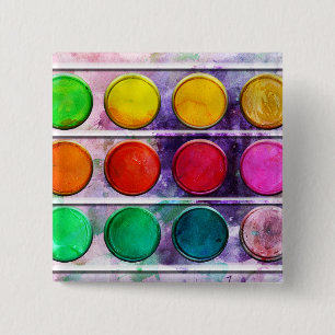 Kleurenvak Fine Art Fun Colorful Paint Vierkante Button 5,1 Cm