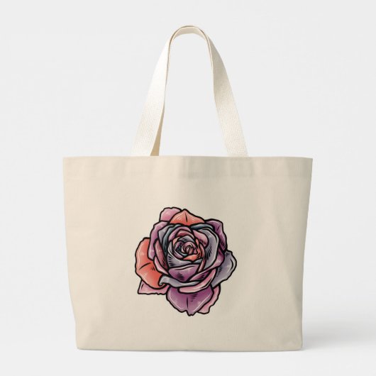 Kleurenventilator Roos Grote Tote Bag (Achterkant)