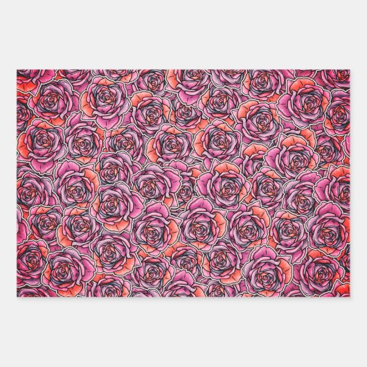 Kleurenventilator Roos Inpakpapier Vel (Voorkant)