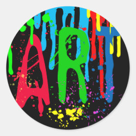 Kleurenverf grappig zwart ronde sticker