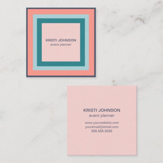 Kleurenvierkantjes minimalistisch modern vierkante visitekaartje (Voorkant / Achterkant)