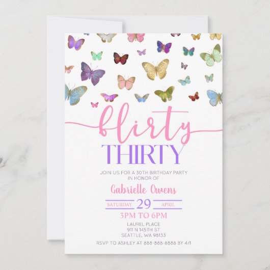 Kleurenvlinder 30e verjaardag kaart (Voorkant)