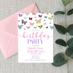 Kleurenvlinder met als geboortedag gefundeerde par kaart<br><div class="desc">Dit is een kleurrijke vlinder met de naam Birthday Party Invite. roze paarse b-day party,  vlinders bday nodigt uit,  18e verjaardag uitnodigingen,  13e 14e 15e 16e 17e 18e 19e 20e 21e 23e 25e 25e 26e 26e 2 27e 28e verjaardag,  meisjes verjaardag,  meisjes</div>