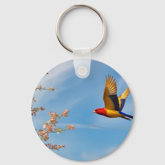 Kleurenvogel op schoot van natuur sleutelhanger (Voorkant)