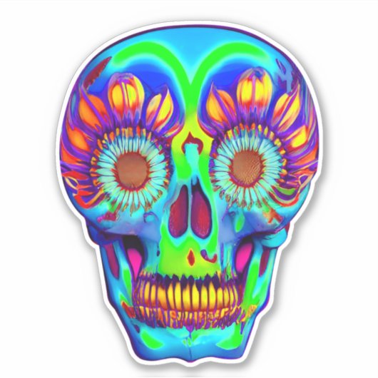 Kleurenvormig ontwerp van de schedel sticker (Voorkant)