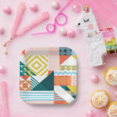 Kleurenvormig patroon papieren bordje (Feest)