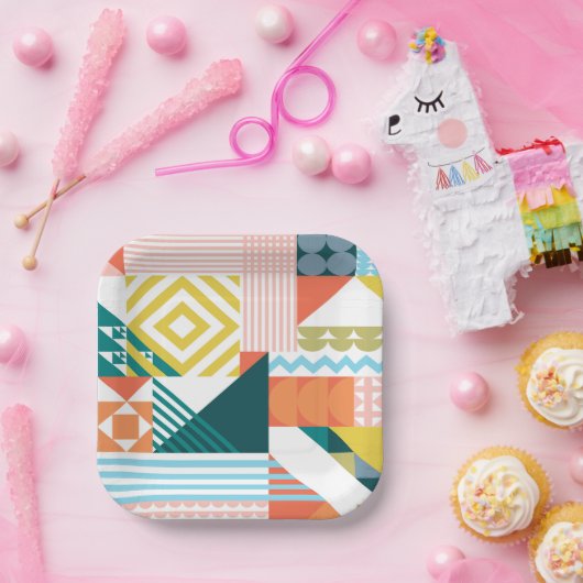 Kleurenvormig patroon papieren bordje (Feest)