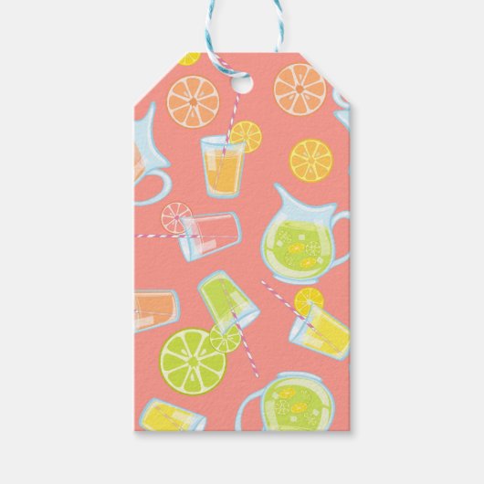 KLEURENVRUCHTENSLICES EN -PITCHERS VAN JUICE CADEAULABEL (Voorkant)