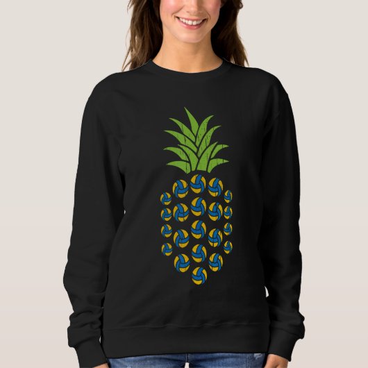 Kleurenvullyball Pineapple Fruit Team speelt fans Trui (Voorkant)