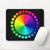 Kleurenwiel op zwart muismat (Met muis)