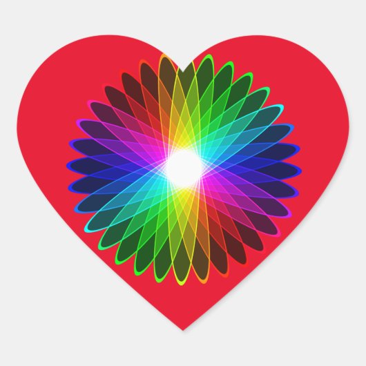 Kleurenwiel uit regenbooghypnotische Halo Hart Sticker (Voorkant)